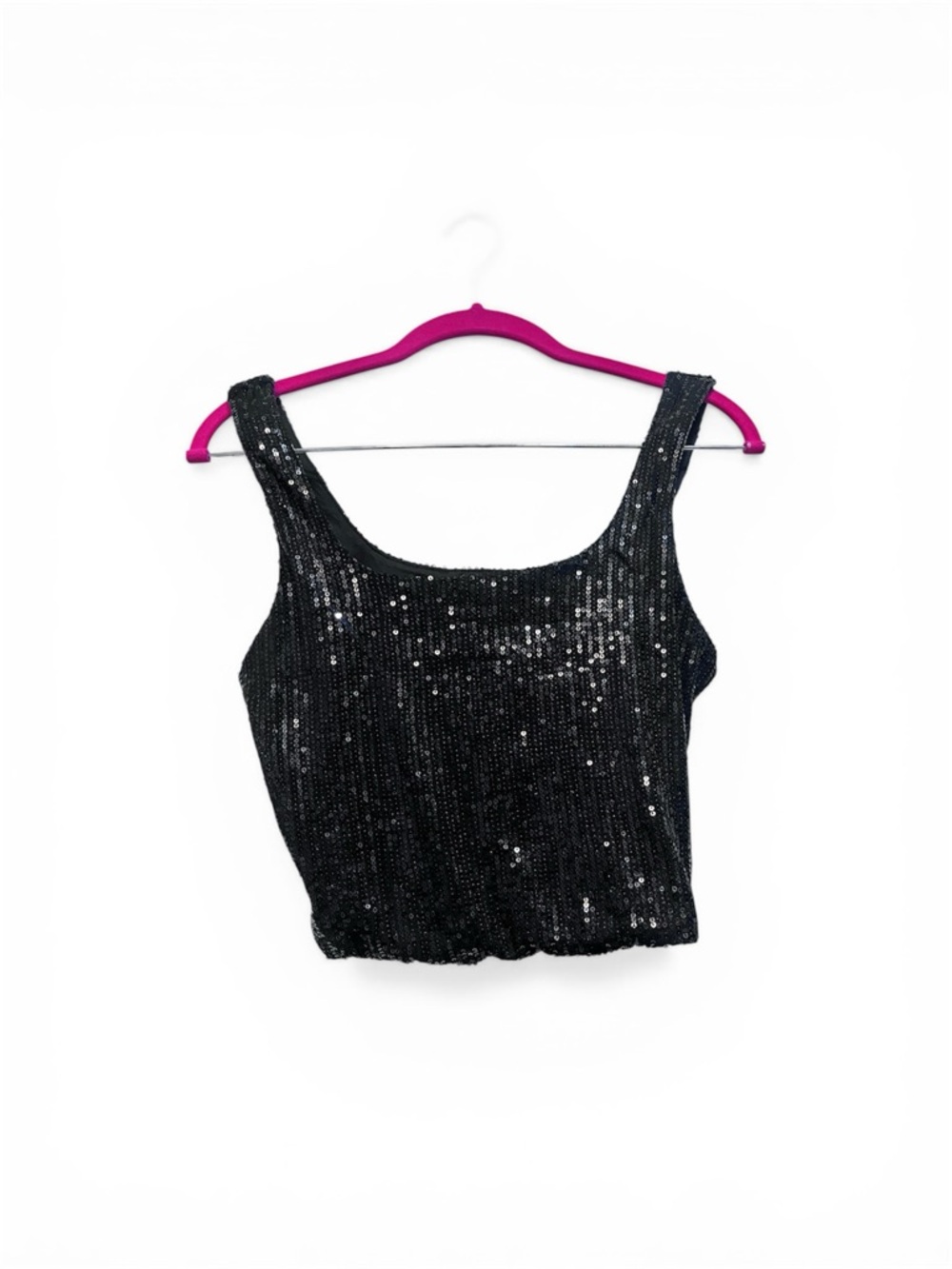 Bozzolo Black Sequin Crop Tank Top